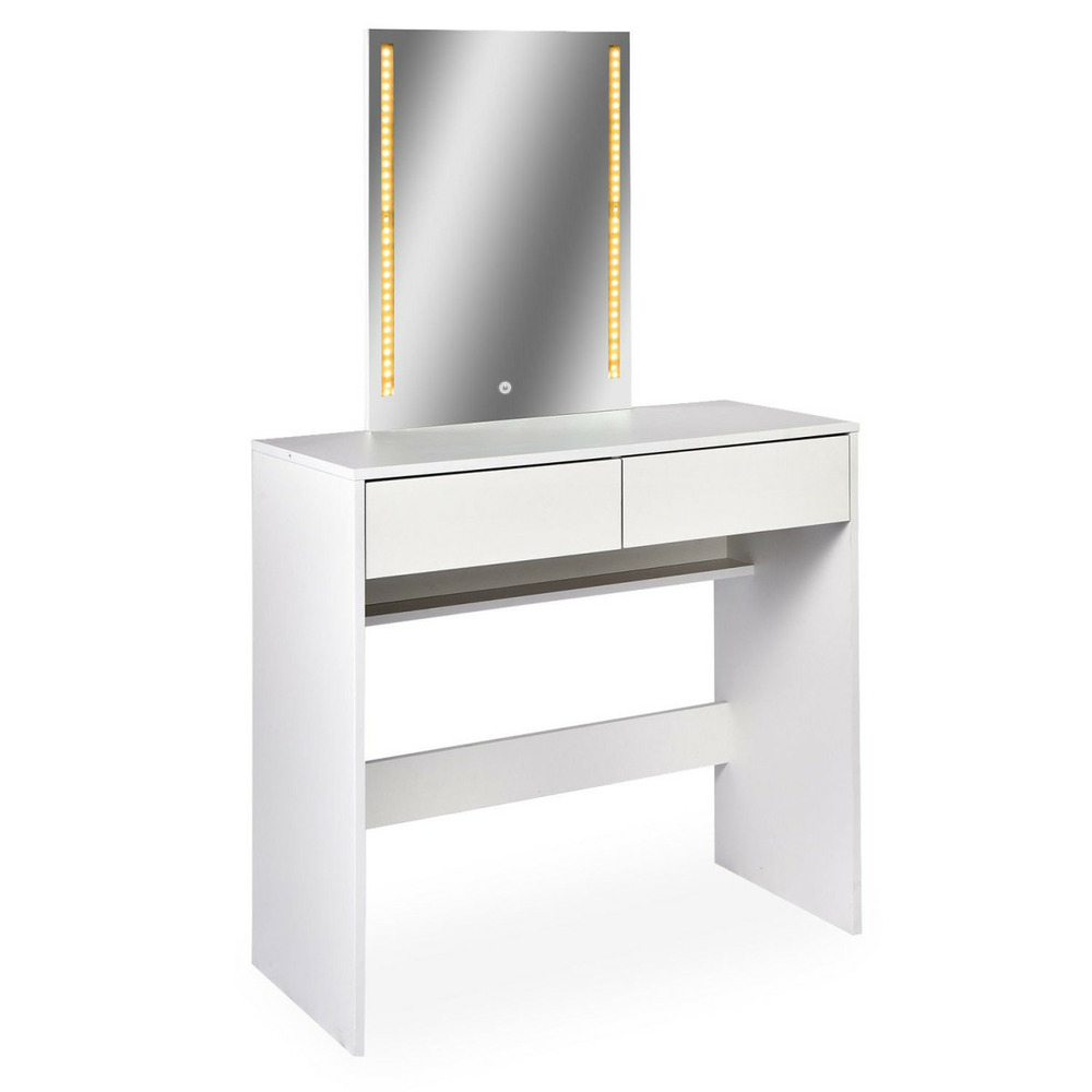 Coiffeuse 2 tiroirs avec miroir led 