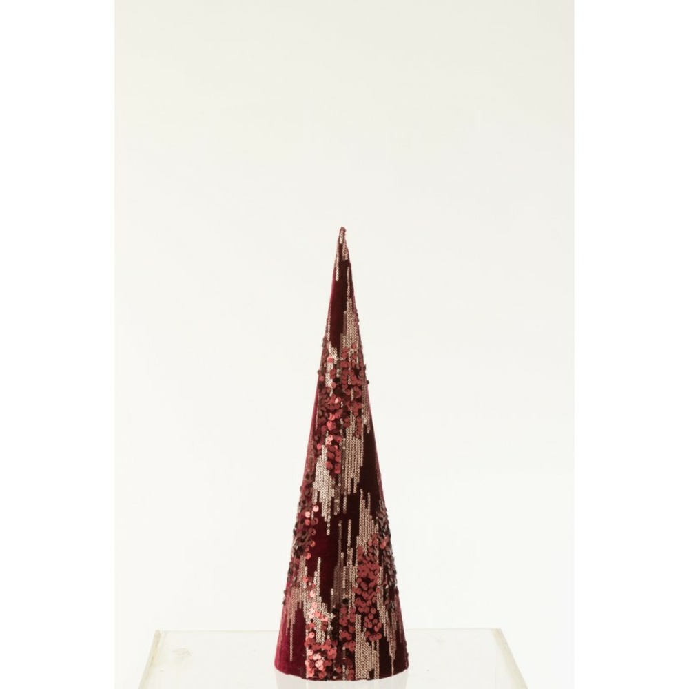 Cône de noël en textile bordeaux 14x14x47.5 cm