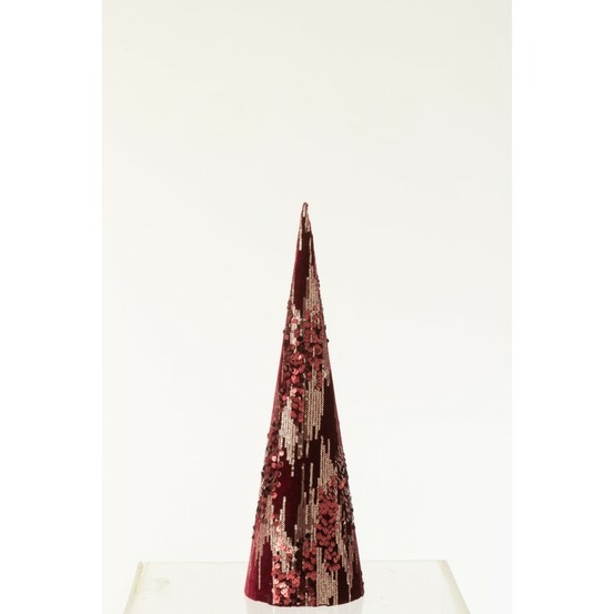 Cône de noël en textile bordeaux 14x14x47.5 cm