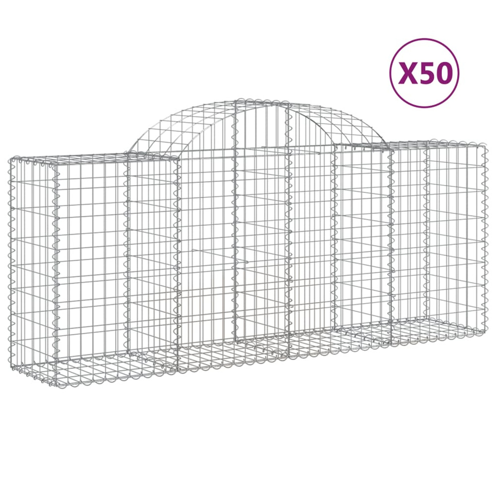 Paniers à gabions arqués 50 pcs 200x50x80/100 cm fer galvanisé