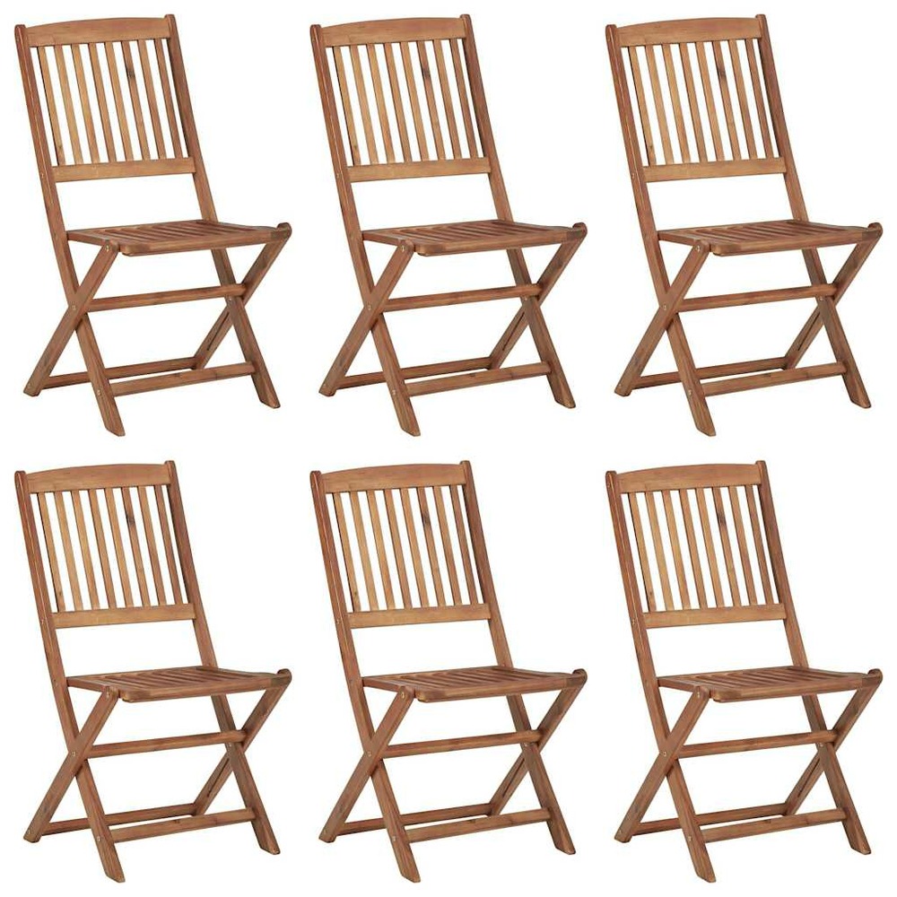 Chaises pliables de jardin lot de 6 avec coussins bois d'acacia