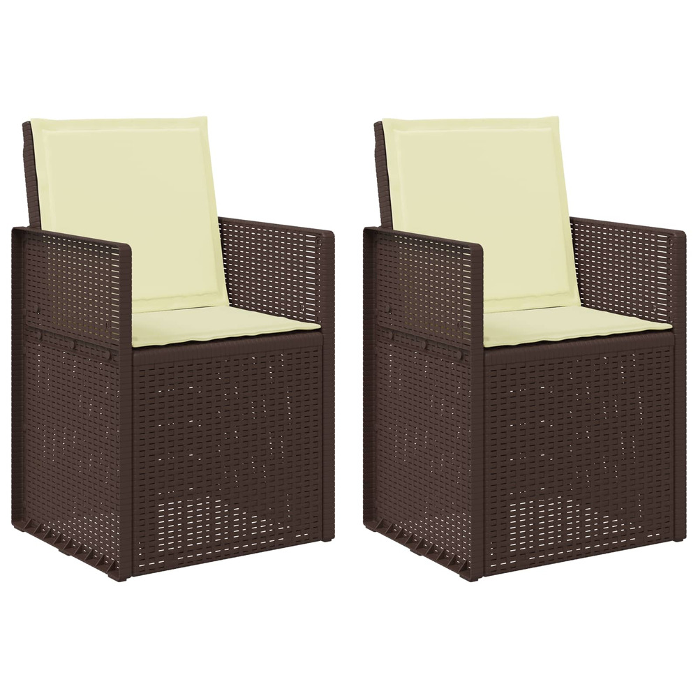 Chaises de jardin salle à manger 2 pcs marron et crème pp