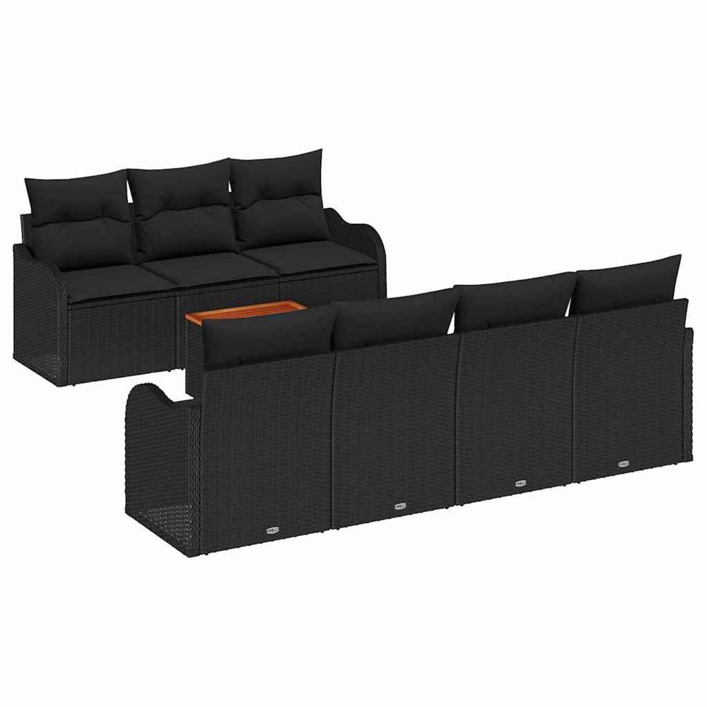 Ensemble de canapé de jardin 8 pc noir polyrotin