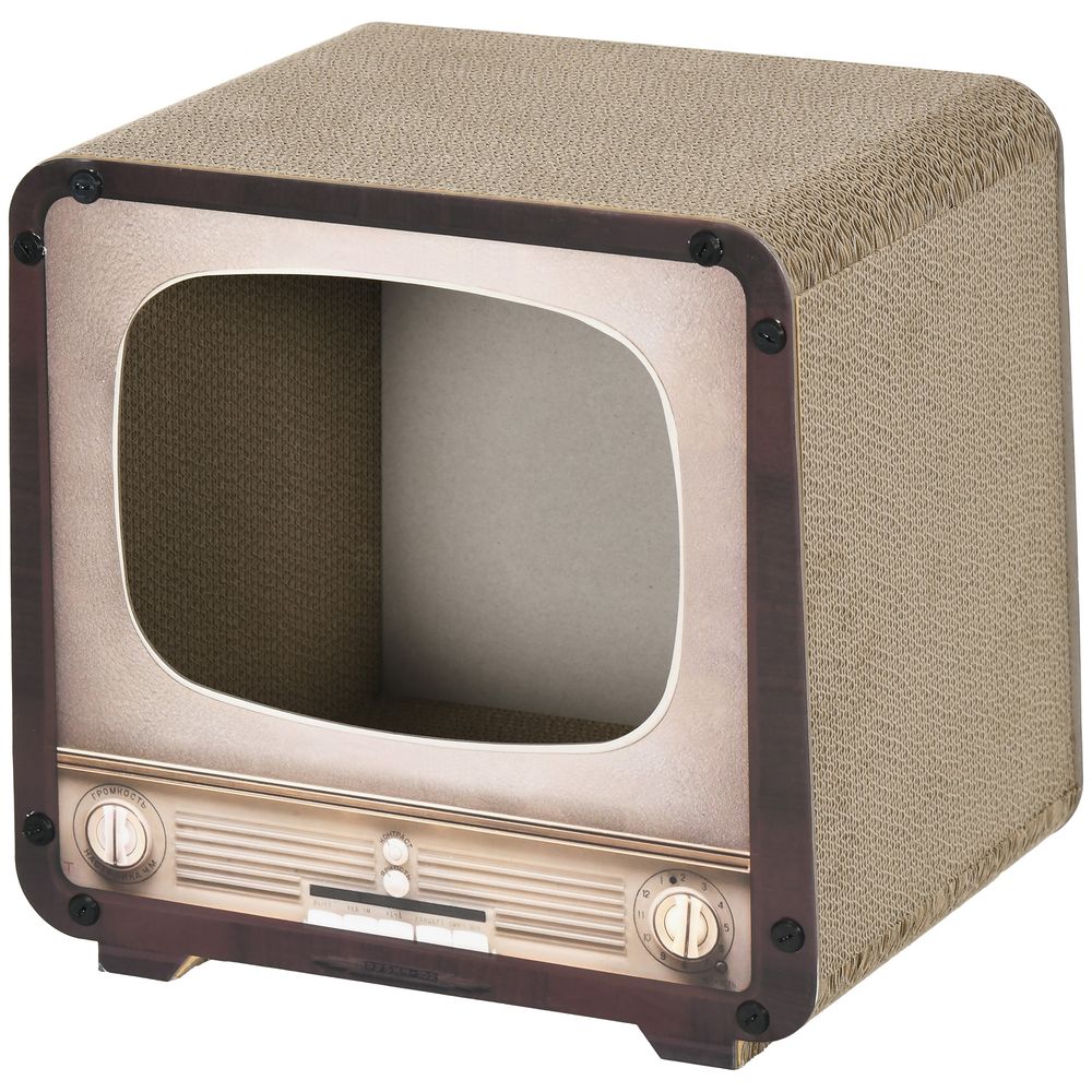 Griffoir maison pour chat carton ondulé 39x29x37 cm marron refuge intérieur 2 en 1