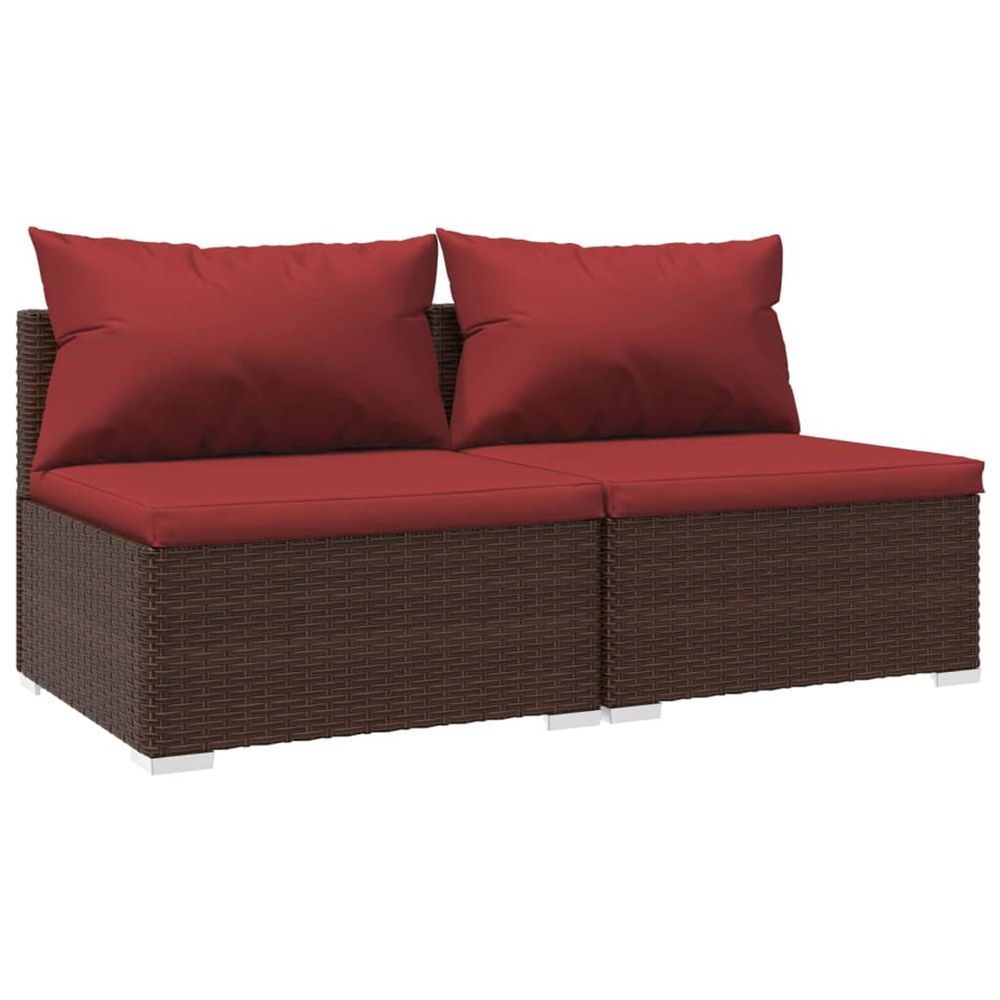 Salon de jardin 2 pcs avec coussins résine tressée marron