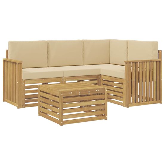 Ensemble de canapés d'extérieur 5 pc blanc et beige polyester