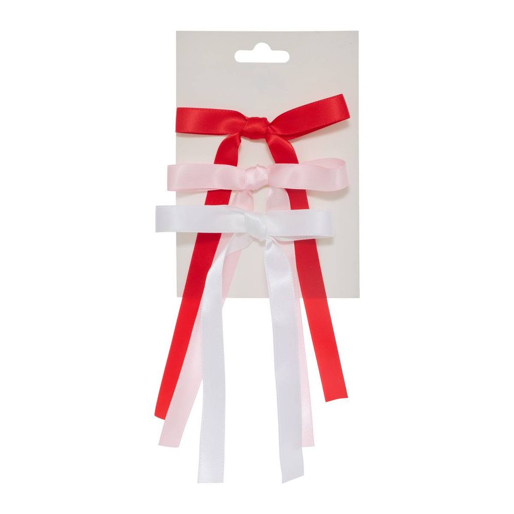 Lot de 3 nœuds de sapin fins en satin multicolore 9 x 15 cm