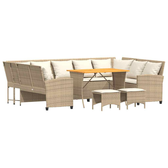 Salon de jardin avec coussins 4 pcs beige résine tressée