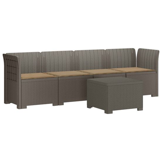Canapé de jardin 4 places avec coussins look rotin pp
