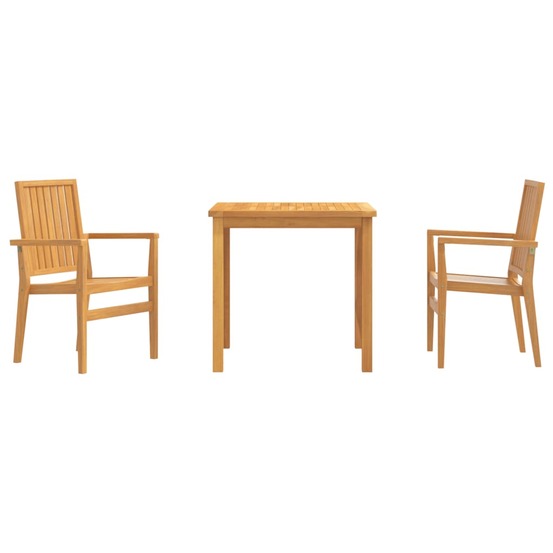 Ensemble à manger de jardin 3 pcs bois de teck massif