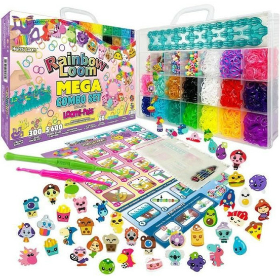 Kit de fabrication de bracelets rainbow loom - métier a tisser avec 5600 élastiques, charms et perles - bandai
