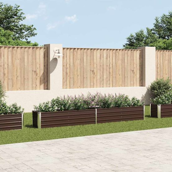 Carré potager acier galvanisé pour jardin terrasse marron 320x40x45 cm