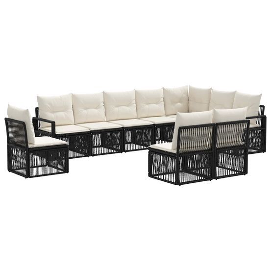 Ensemble de canapé de jardin 10 pc noir polyrotin
