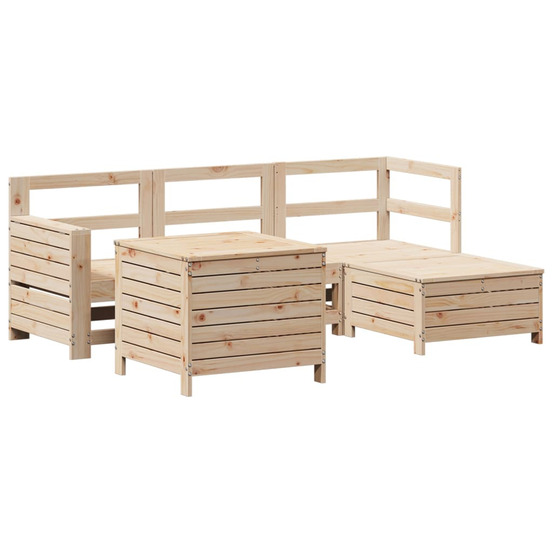 Salon de jardin 5 pcs bois de pin massif