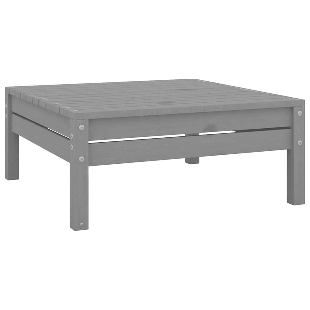 Repose-pied de jardin gris bois de pin massif