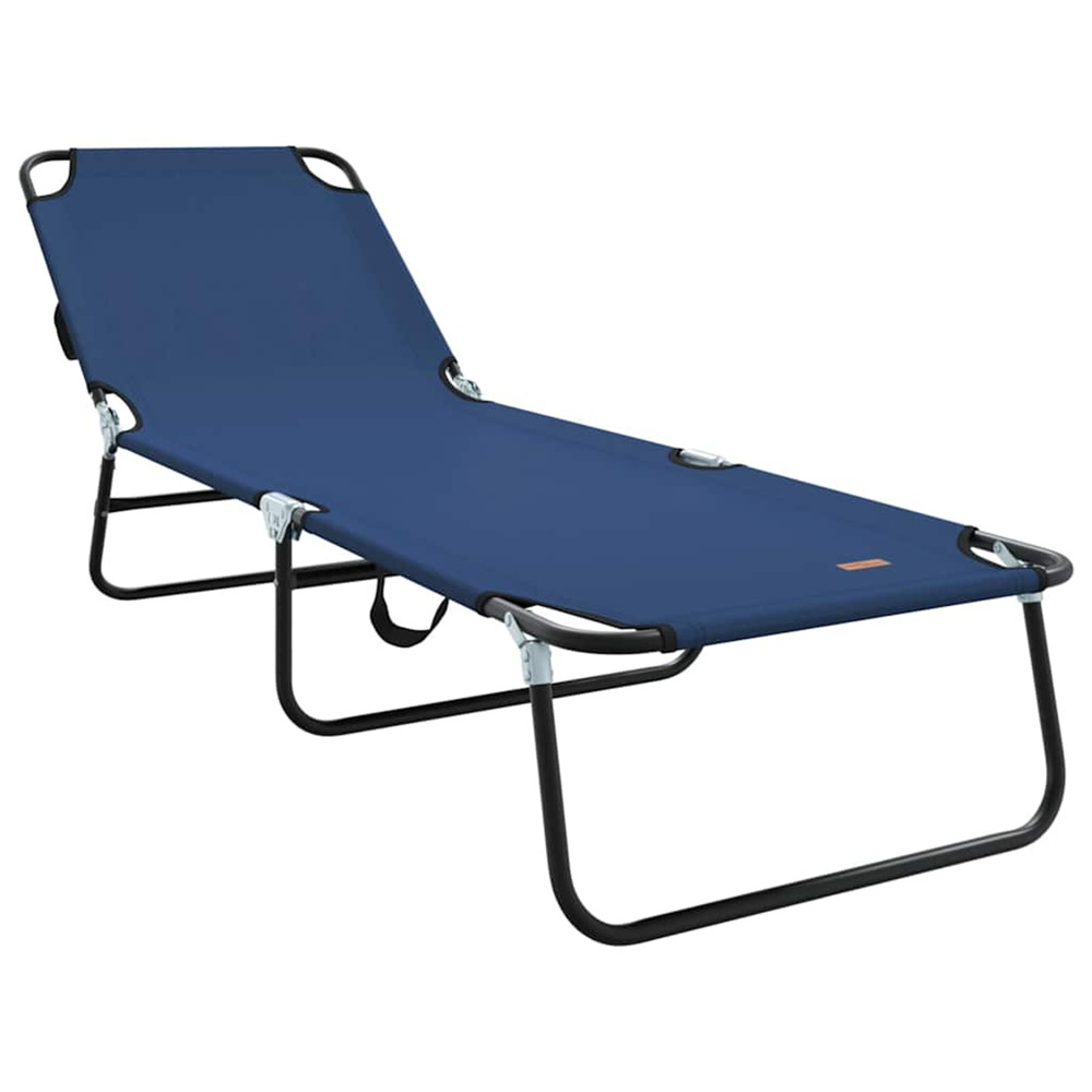 Chaise longue pliante bleu 188 x 57 x 86,5 cm polyester bain de soleil