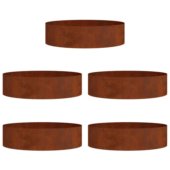Anneau de jardinière 5 pcs marron 80 x 80 x 20 cm acier patiné