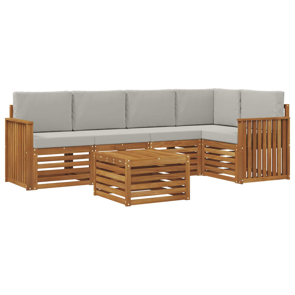 Ensembles de canapés avec coussin 6 pcs gris naturel et clair