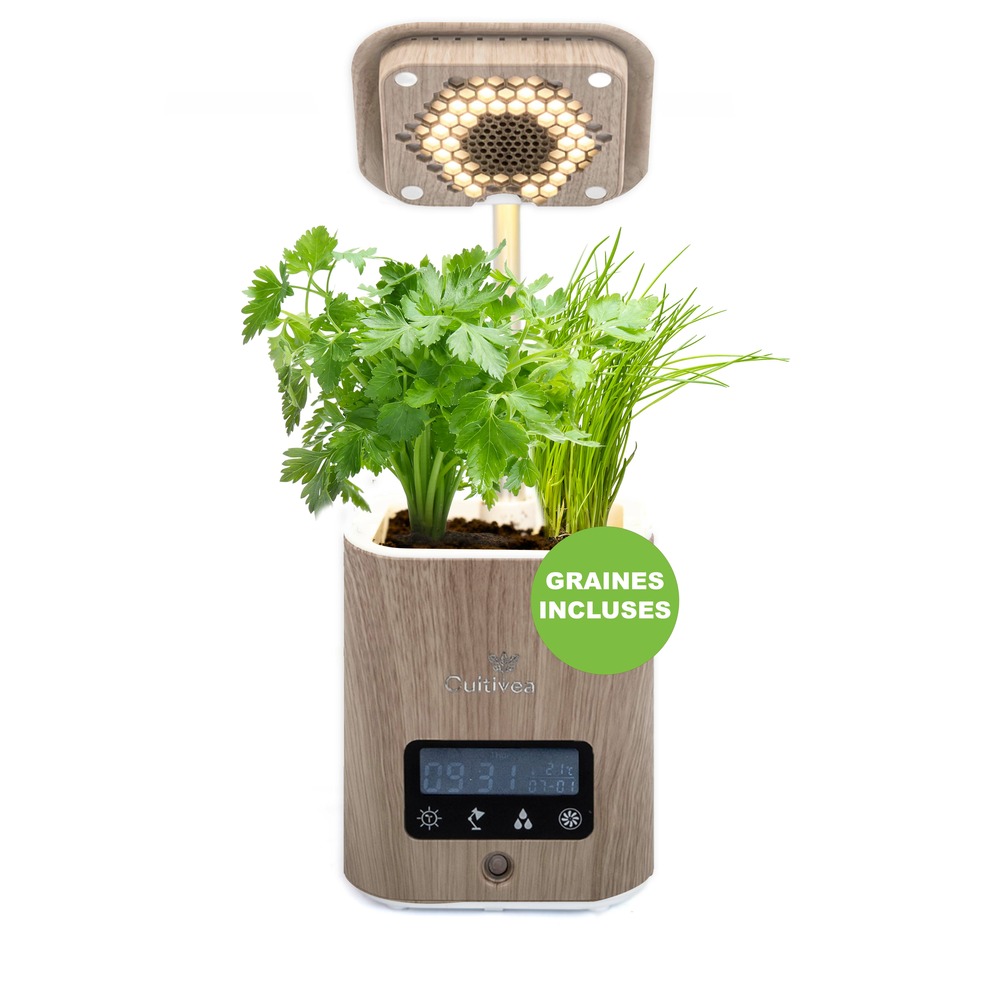 Cultivea potager intérieur intelligent 6 en 1 bois clair - jardin hydroponique multifonctions connecté