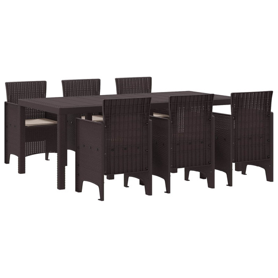Ensemble de salle à manger pour jardin 7 pcs marron rattan polt