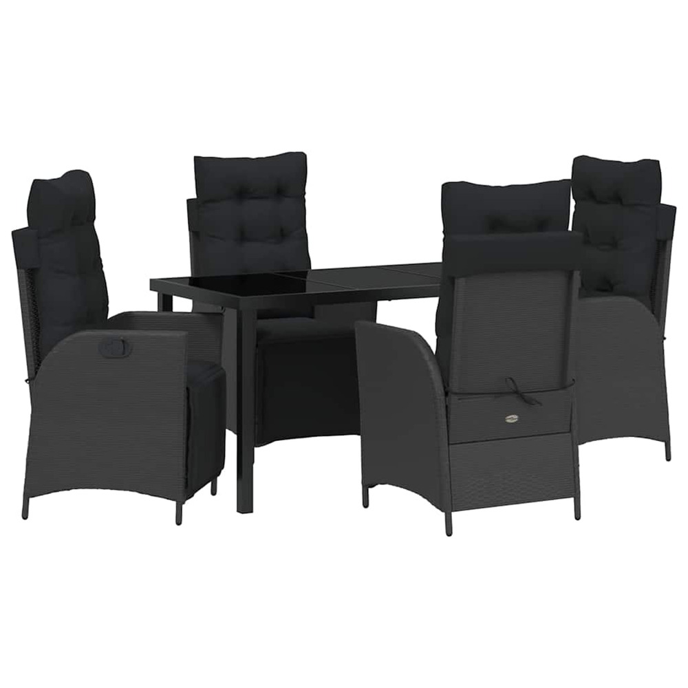 Ensemble de salle à manger pour jardin 5 pcs noir polyrotin