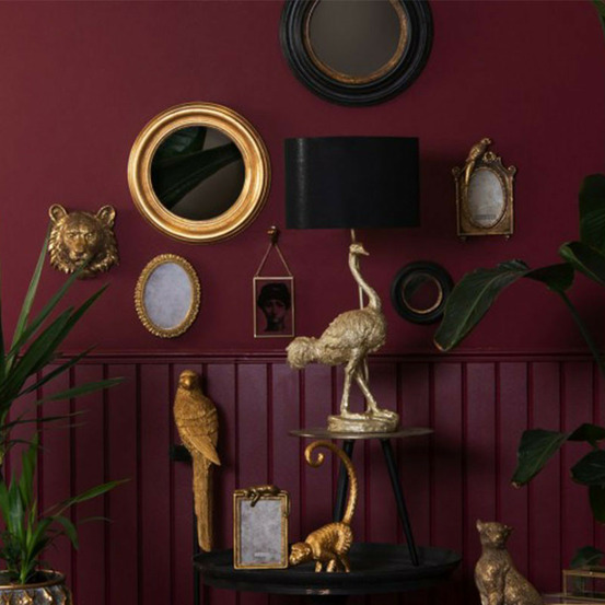 Miroir rond or bois 34x34x4cm