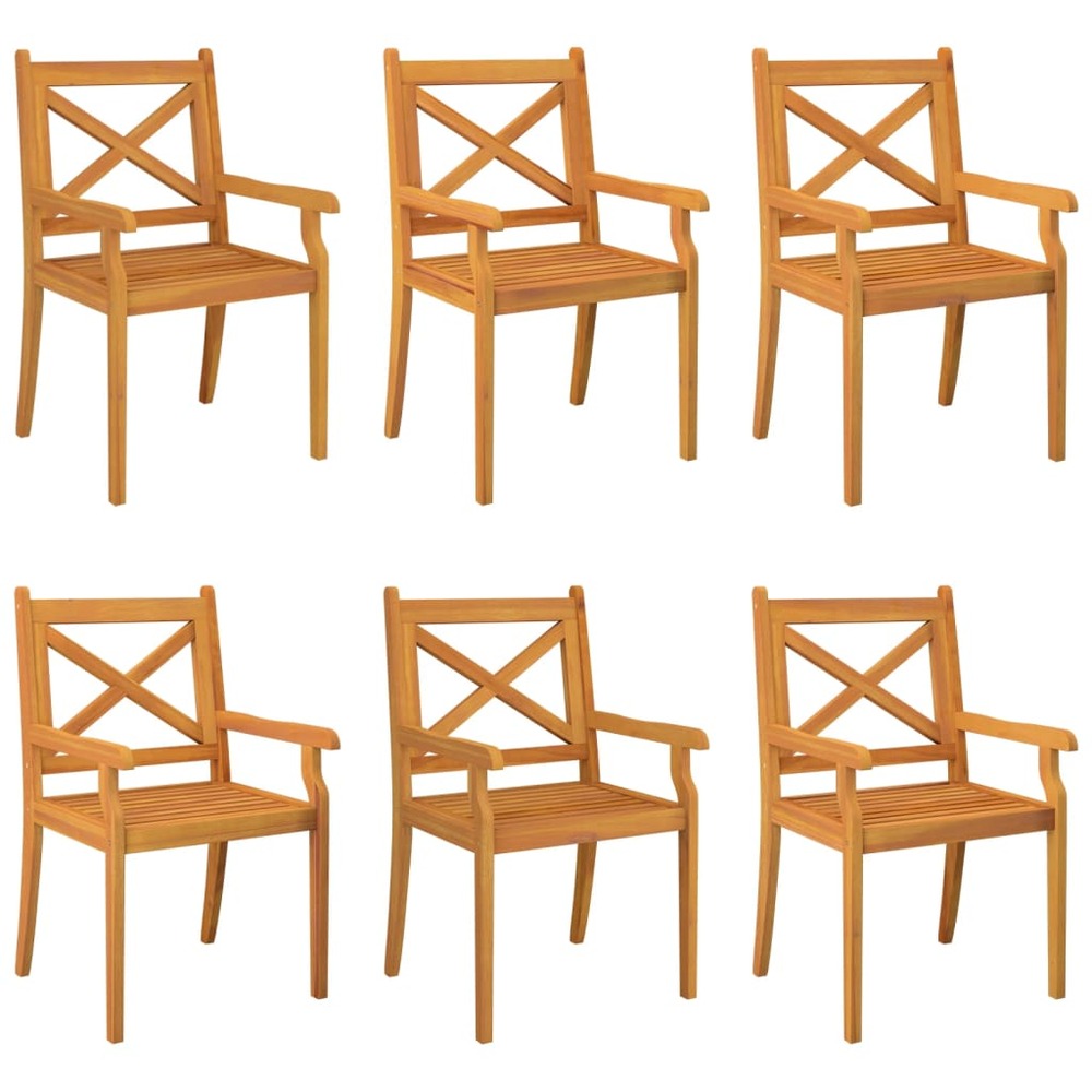 Chaises à manger d'extérieur lot de 6 bois d'acacia massif