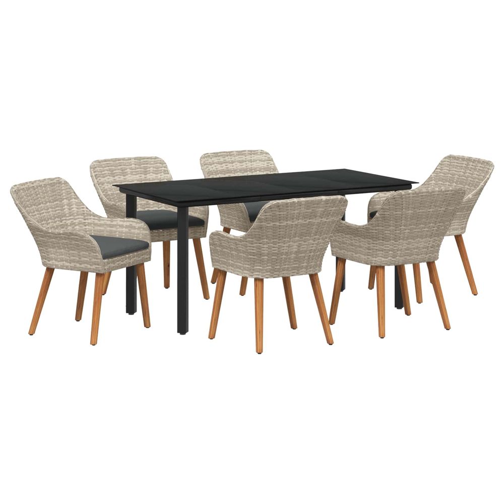 Ensemble de salle à manger pour jardin 7 pc gris clair