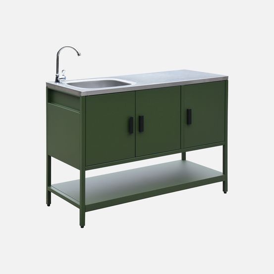 Module de cuisine extérieure en acier avec évier l120cm
