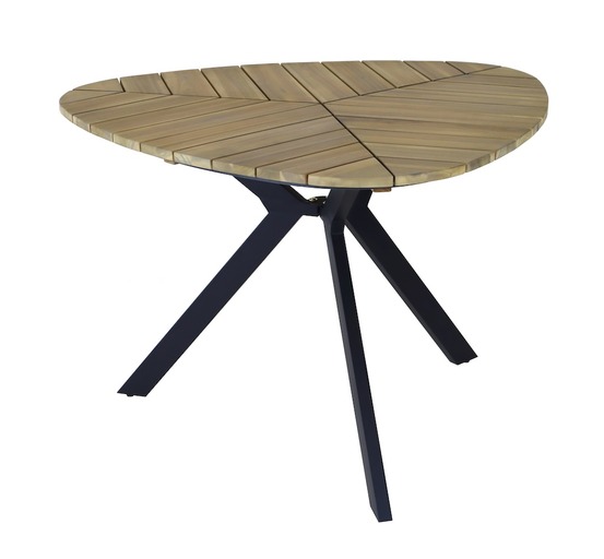 Table fixe - botania - acier - plateau triangulaire en acacia fsc 110 x 110 cm