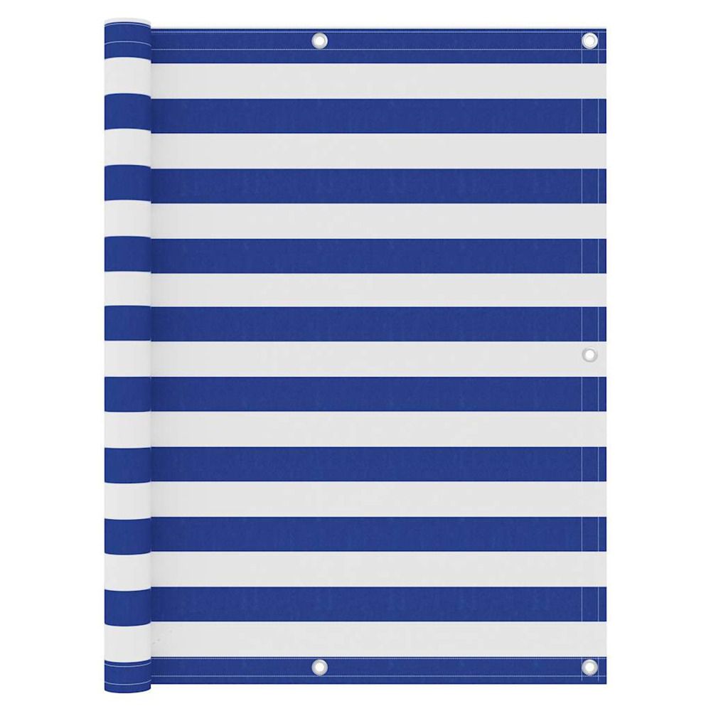 Écran de balcon blanc et bleu 120x400 cm tissu oxford