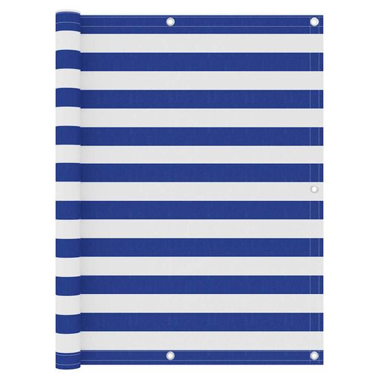 Écran de balcon blanc et bleu 120x400 cm tissu oxford