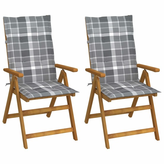 Chaises inclinables de jardin lot de 2 et coussins bois acacia