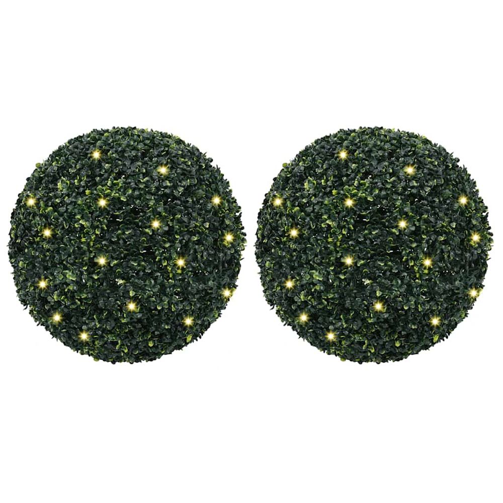 Boules de buis artificielles avec lumières led 2 pcs vert 52 cm