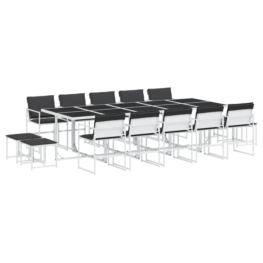 Ensemble à manger de jardin avec coussins 15pcs blanc textilène