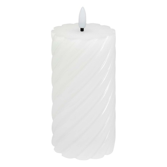 Bougie ronde led twist aloe 7x13cm blanc