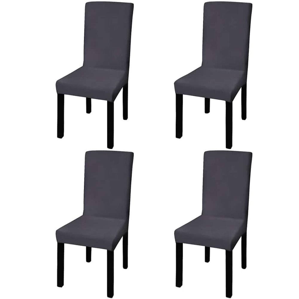 Housse de chaise droite extensible 4 pcs anthracite
