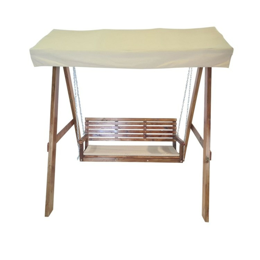 Balançoire de jardin masgames elna l avec toit en toile avec coussin sur le banc