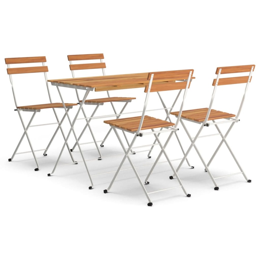 Ensemble de bistro pliable 5 pcs bois d'acacia solide et acier