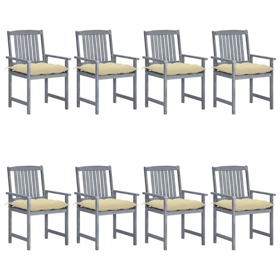 Chaises de jardin et coussins lot de 8 bois acacia solide gris