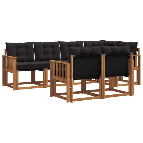 Ensemble de canapés d'extérieur 7 pcs naturel et noir