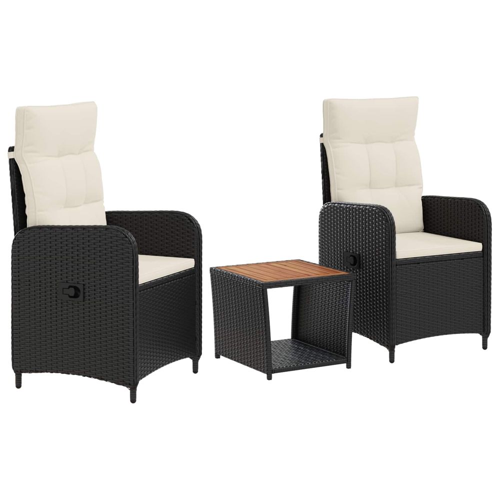 Ensemble de salon de jardin 3 pc noir et blanc crème
