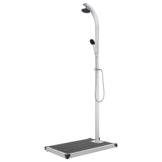 Douche de jardin avec base gris 220 cm aluminium