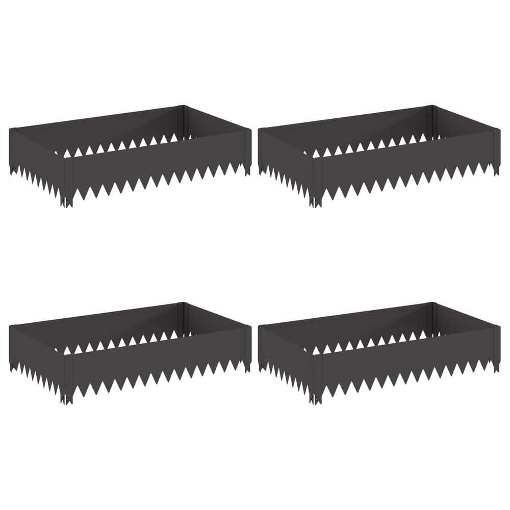 Bordure de pelouse 4 pc 100 x 60 x 20 cm acier noir