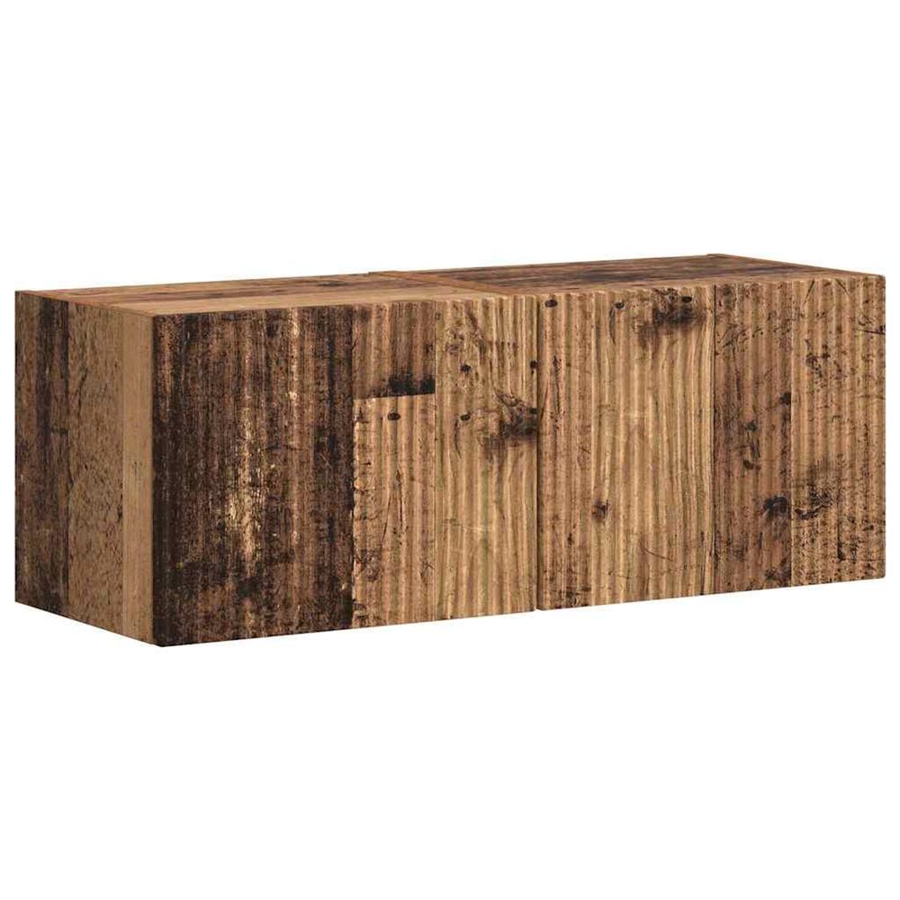Meuble tv mural 2 pc bois ancien bois d'ingénierie