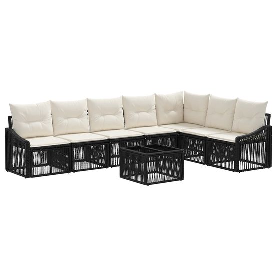 Ensemble de canapé de jardin 8 pc noir polyrotin
