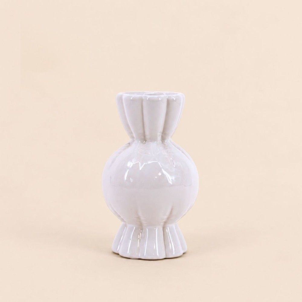 Vase en céramique effet gonflé forme bonbon, h19cm