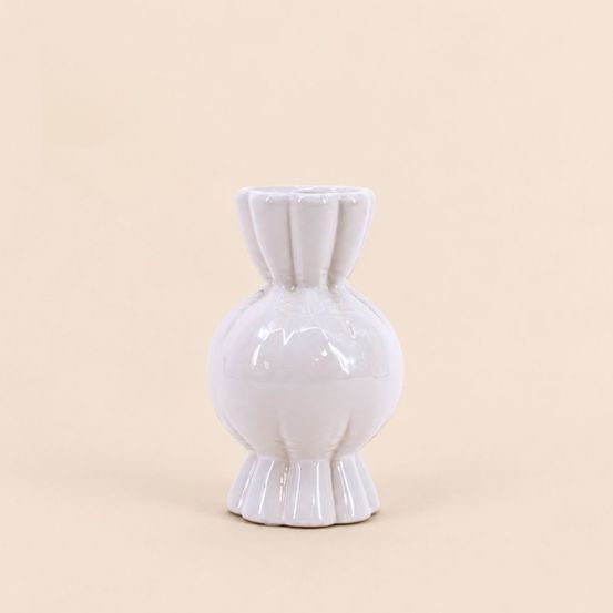 Vase en céramique effet gonflé forme bonbon, h19cm