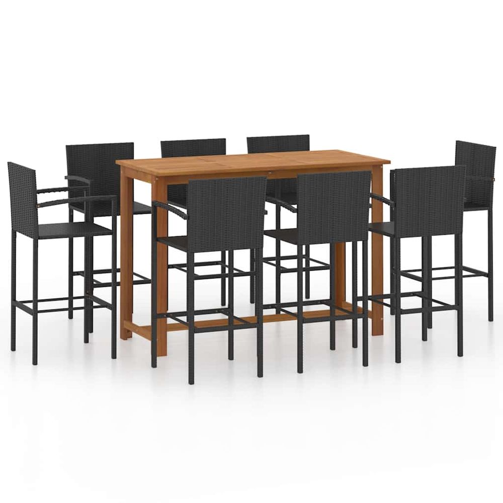 Ensemble de bar de jardin 9 pcs noir