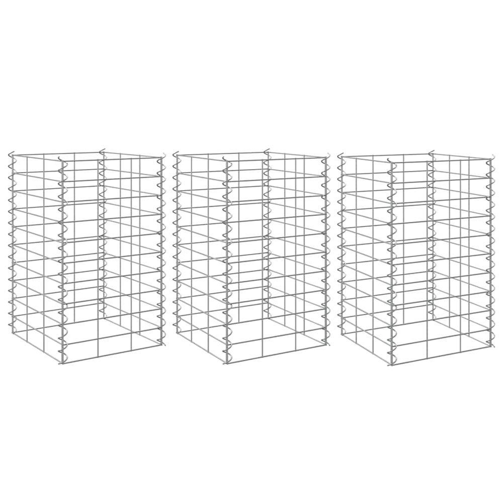 Lits surélevés en gabion 3 pcs 30x30x50 cm fer